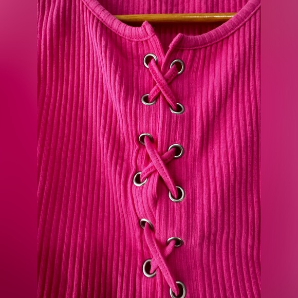 DEREKHEART Light Pink Oversized Tank Top XL Top Lace Woman Crop Top Halter Top - Picture 7 of 10